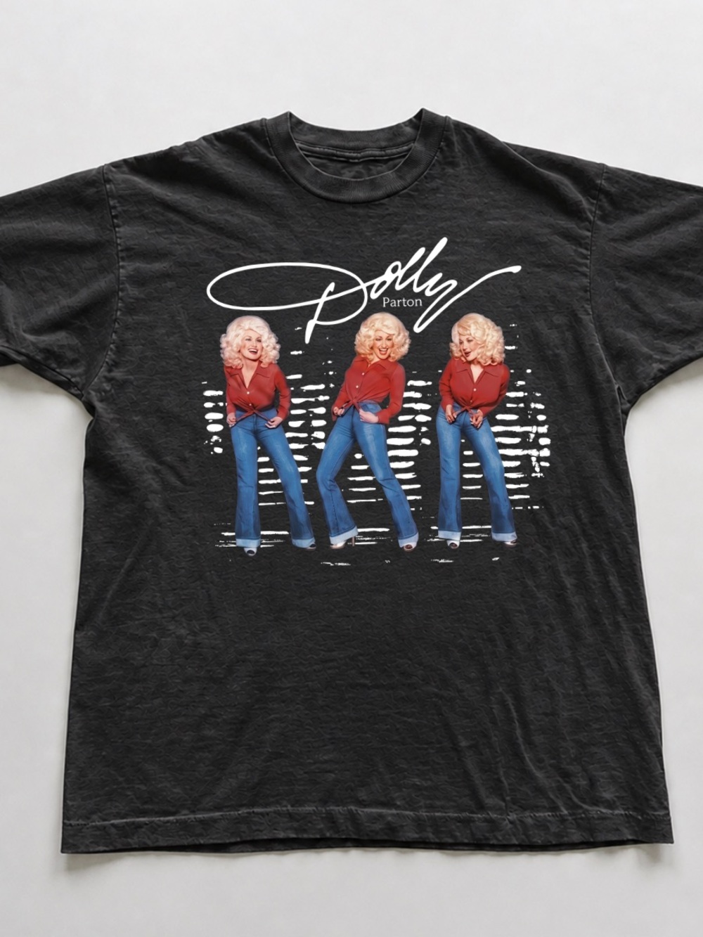 Gildan Black Tee with Red & Blue Dolly Print